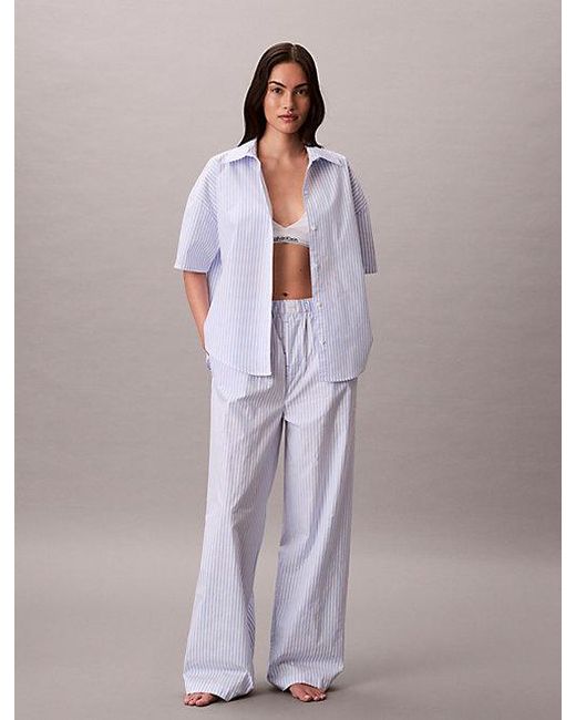 Calvin Klein Purple Pyjama Pants Cotton Poplin