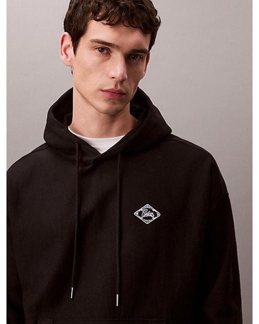 Calvin Klein Black Jeans Fleece Logo Graphic Hoodie for men