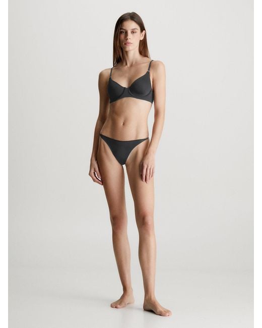 Calvin Klein plunge lift bra in chrome grey, ASOS