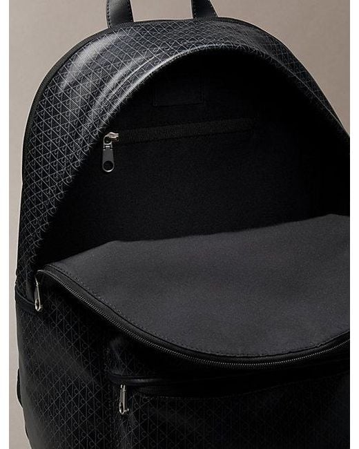 Calvin Klein Black Coated Canvas Emblem Logo Backpack for men
