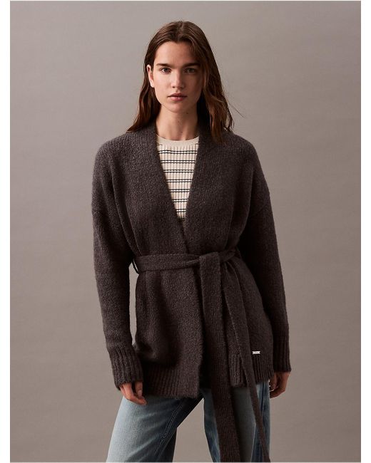 Calvin Klein Brown Brushed Wool Blend Cardigan