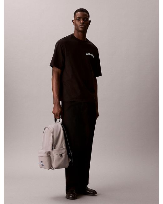 Calvin Klein Gray Nylon Monologo Round Backpack for men