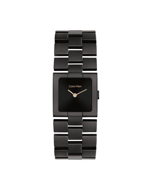 Calvin Klein Black Plated Steel Square Watch