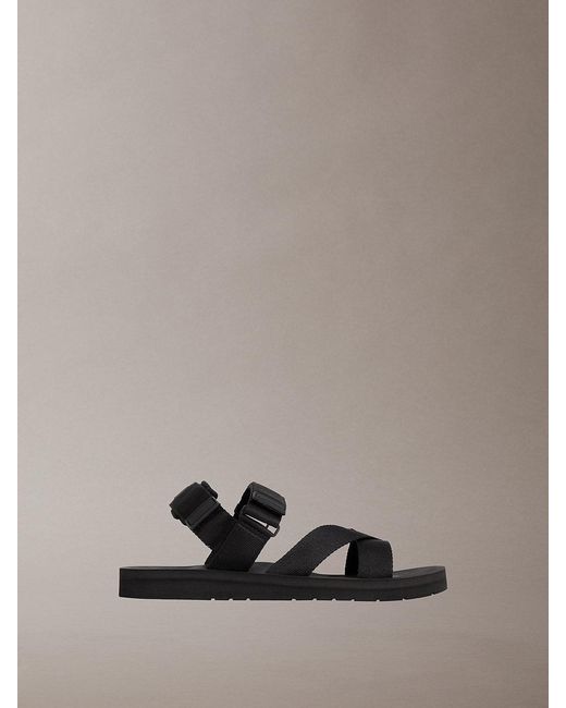 Calvin Klein Black Adjustable Webbing Sandals for men