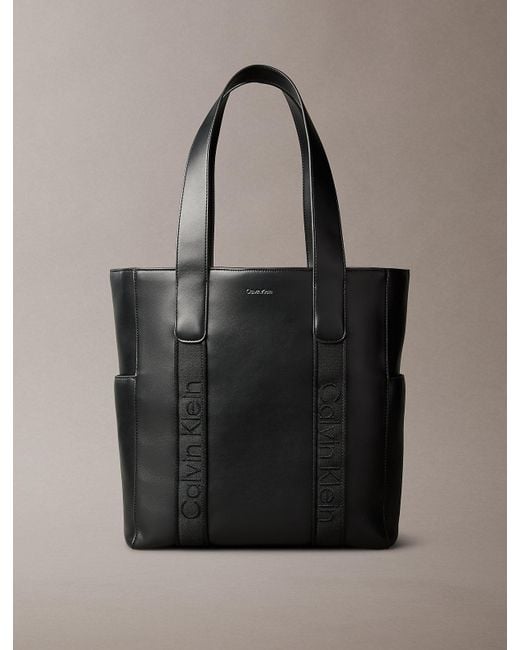 Calvin Klein Black Jacquard Logo Laptop Tote Bag