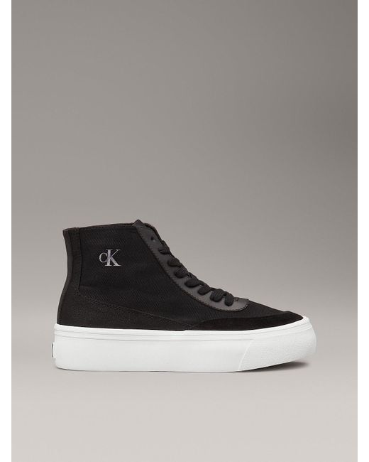 Calvin Klein Metallic Canvas Platform High-Top Trainers