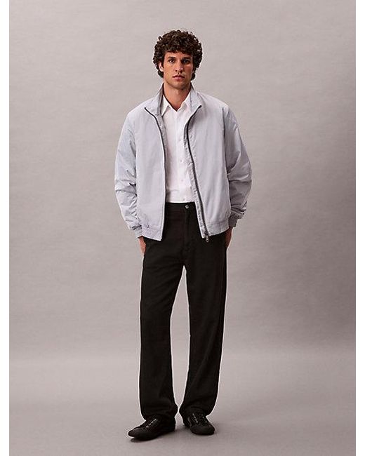 Calvin Klein Gray Jeans Padded Zip Mock Neck Jacket for men