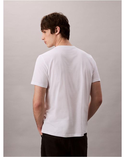 Calvin Klein White Calvin Klein Monogram Logo Macro Sport Graphic Classic T-Shirt for men