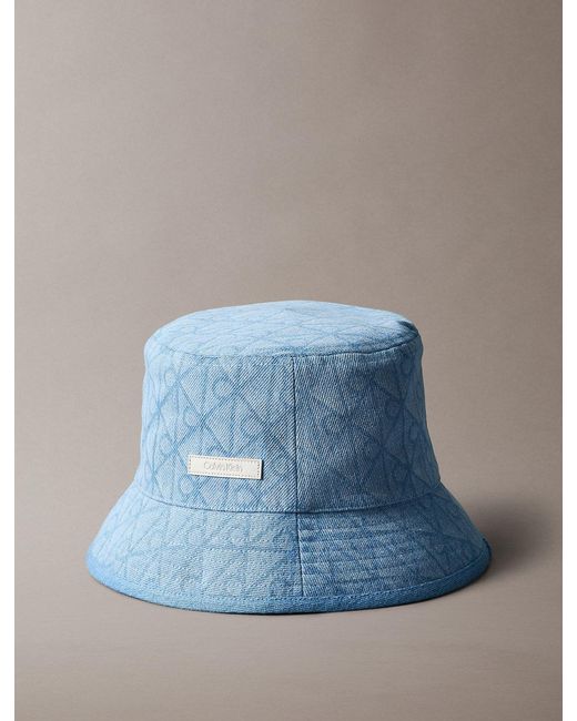 Calvin Klein Blue Burnout Emblem Logo Bucket Hat