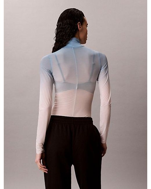 Calvin Klein Blue Sport Thermal Baselayer Turtleneck Bodysuit