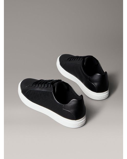 Baskets En Cuir À Motif Logo Emblème Calvin Klein en coloris Black