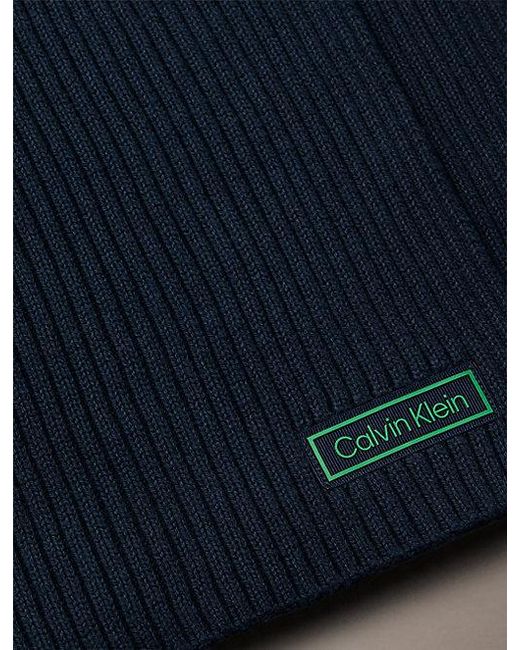 Calvin Klein Blue Cotton Cashmere Blend Scarf for men