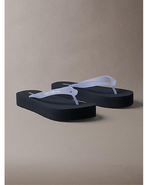Calvin Klein Gray Pearlised Platform Flip Flops