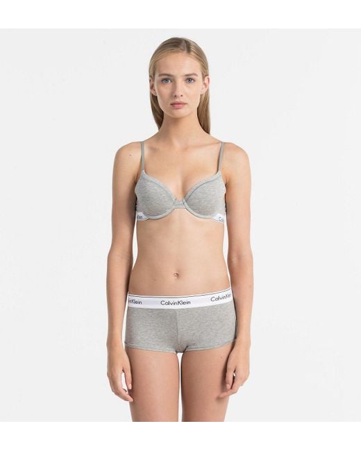 Calvin Klein Modern Stretch-cotton T-shirt Bra in Grey (Grey) - Save 88% -  Lyst