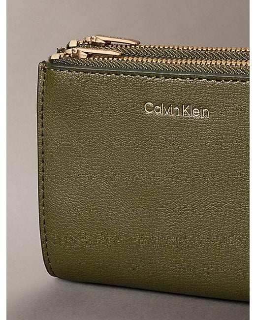Calvin Klein Green Foil Logo Double Zip Card Holder