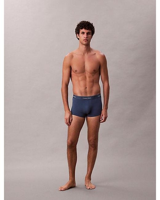 Calvin Klein Blue 3 Pack Low Rise Trunks Icon Cotton Stretch for men