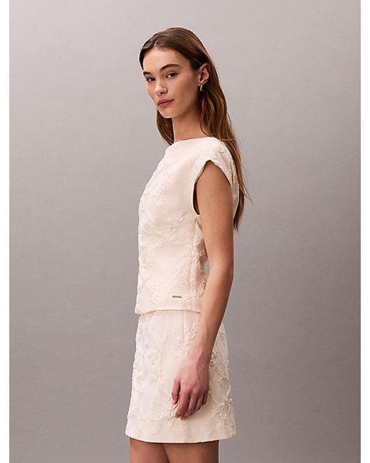 Calvin Klein Cloque Minirok in het Natural