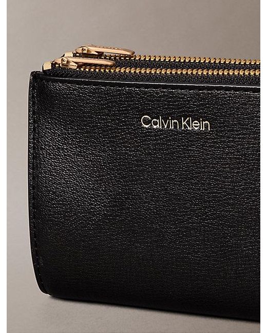 Calvin Klein Gray Foil Logo Double Zip Card Holder