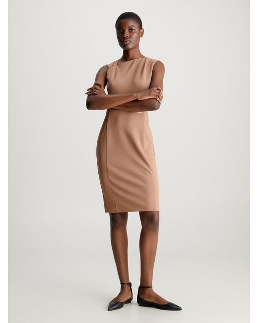 Robe Asymetrique En Scuba Crepe Calvin Klein en coloris Neutre Lyst