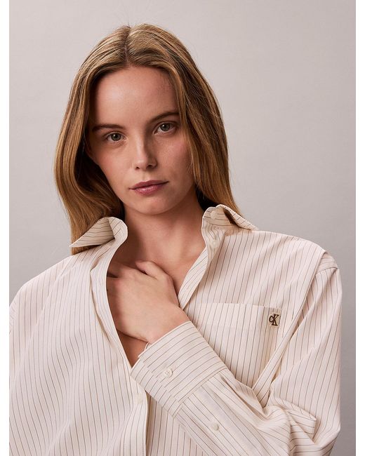 Calvin Klein Pink Relaxed Cotton Poplin Stripe Shirt