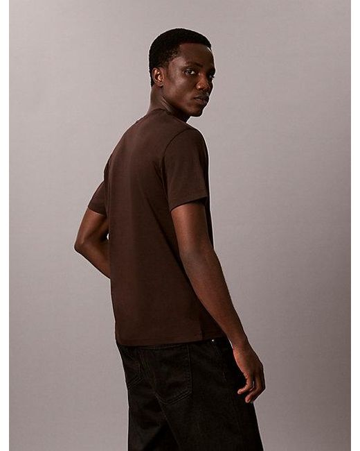 Calvin Klein Brown Slim Cotton Badge T-Shirt for men