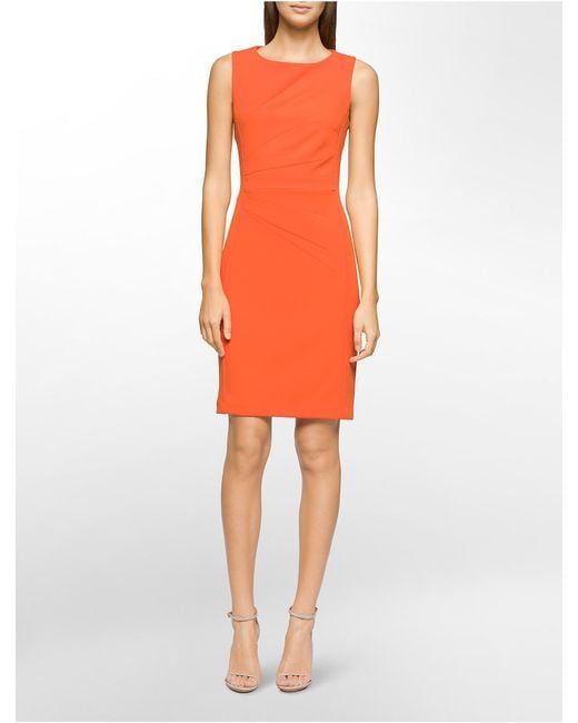 Calvin Klein Starburst Sheath Dress in Orange | Lyst