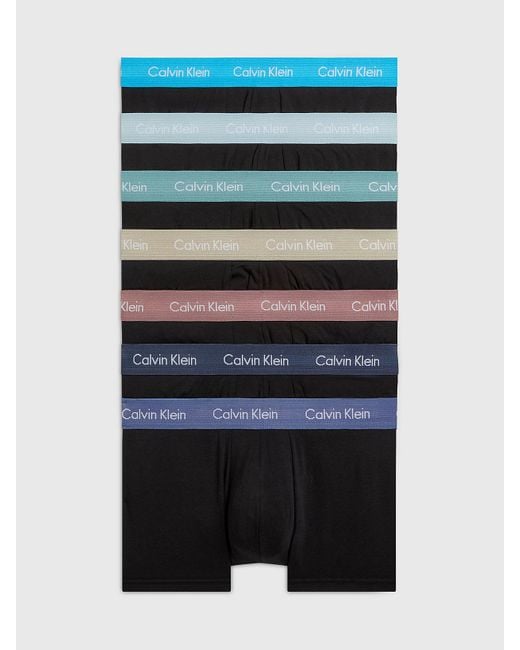 Calvin Klein Blue 7 Pack Low Rise Trunks - Cotton Stretch for men