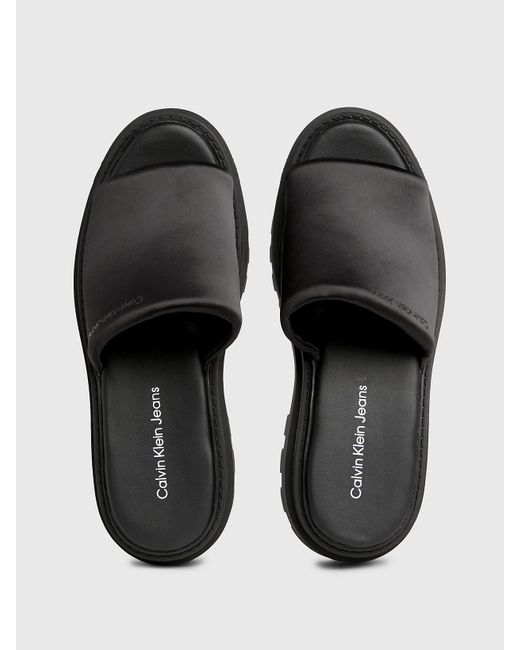 Calvin Klein Black Satin Platform Sandals