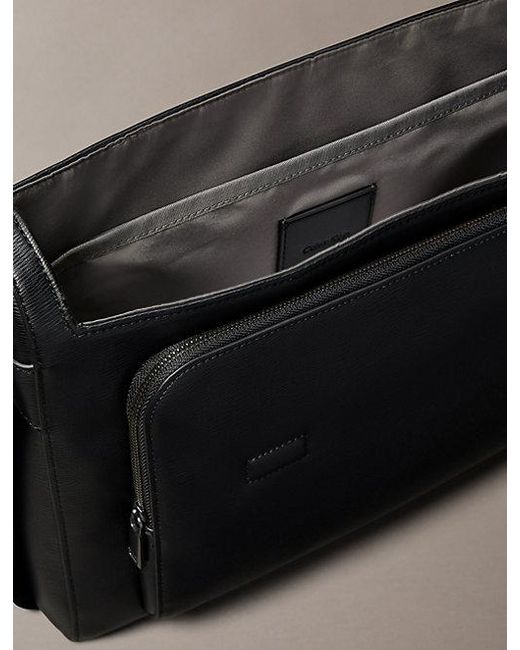 Calvin Klein Gray Saffiano Emblem Logo Messenger Bag for men
