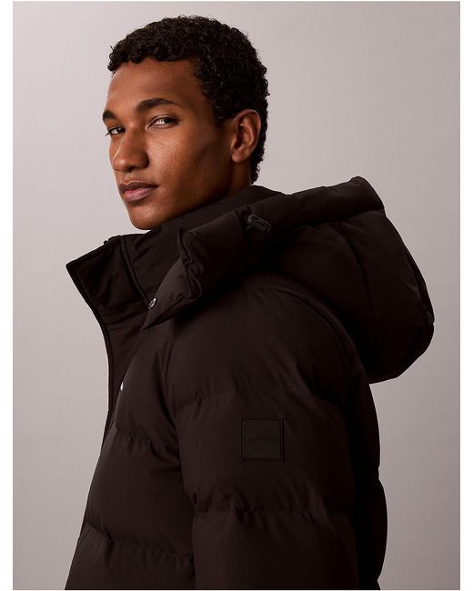 Calvin Klein Black Matte Hooded Down Puffer Jacket for men