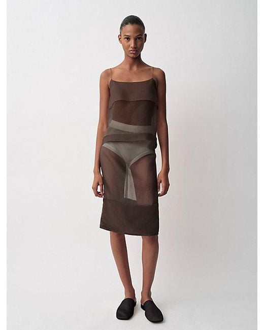 Calvin Klein Brown Carmen Sheer Tank Top