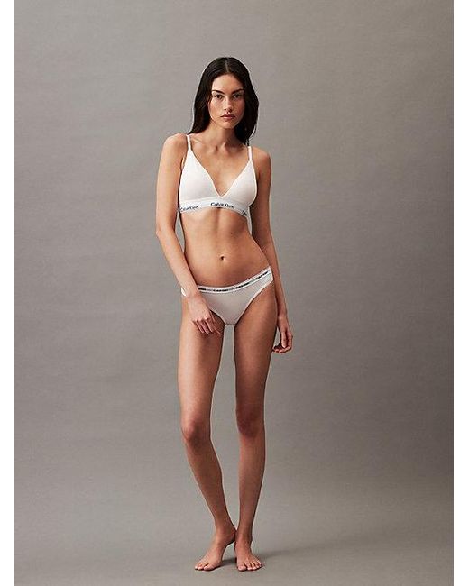 Calvin Klein White Bikini Briefs Icon Logo
