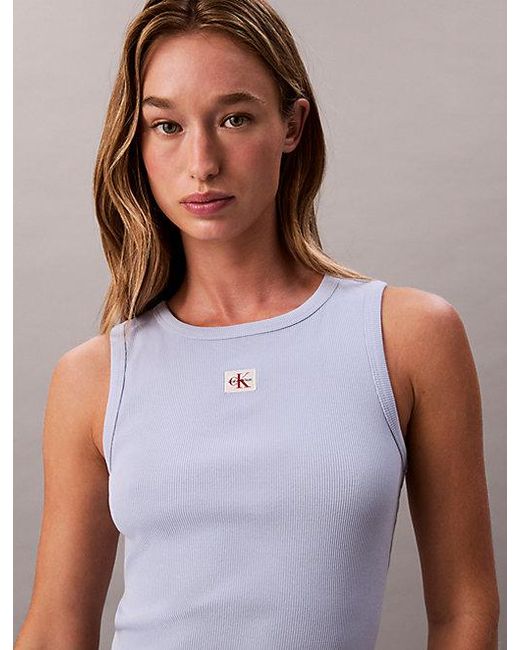 Calvin Klein Tanktop Van Ribkatoen Met Embleem in het Multicolor