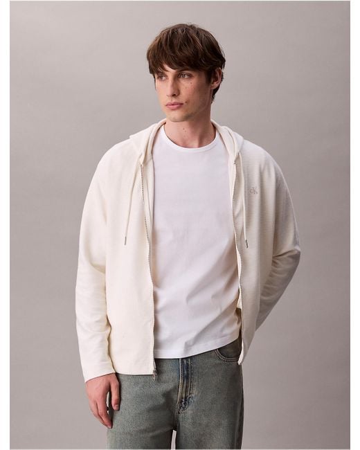Calvin Klein Gray Calvin Klein Cotton Blend Boucle Relaxed Hoodie for men