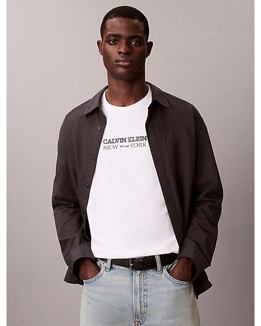 Calvin Klein White Ck Ny Crewneck Graphic Tee for men