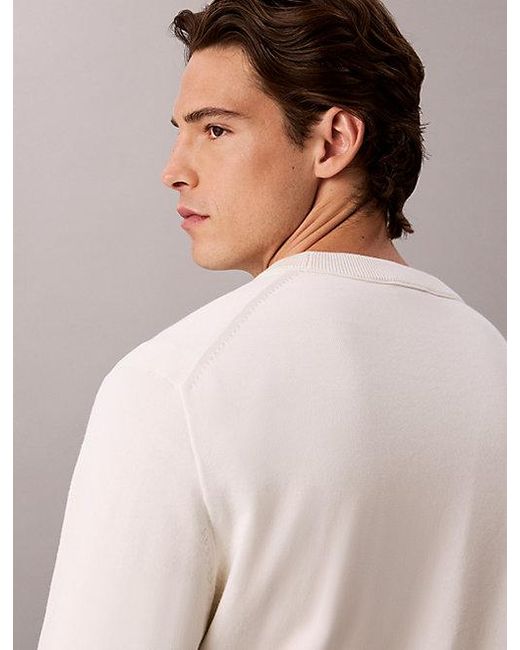 Calvin Klein White Jeans Classic Cotton Monogram Jumper for men