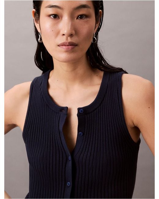 Calvin Klein Black Calvin Klein Smooth Cotton Rib Sweater Tank