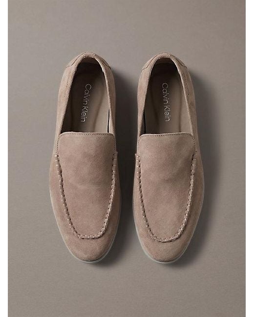 Calvin Klein Brown Taylor Suede Apron Toe Hybrid Loafers for men