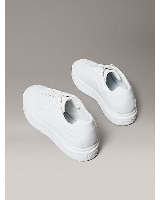 Calvin Klein White Jeans Leather Signature Trainers for men