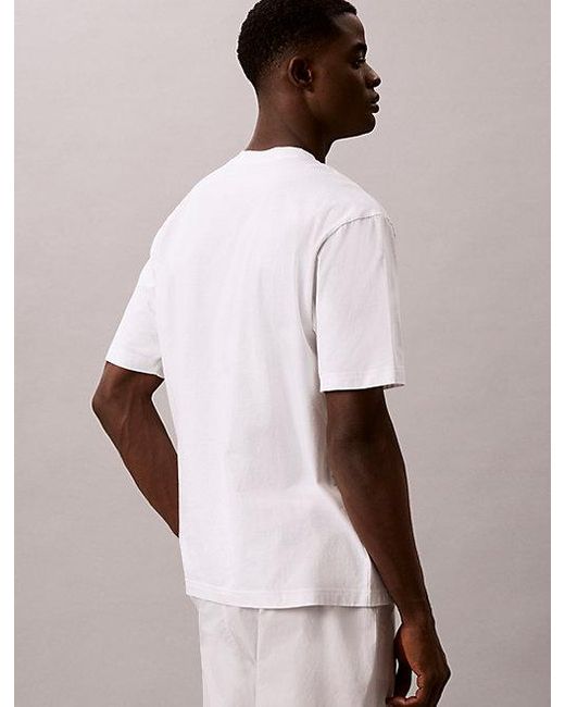 Calvin Klein White Cotton Crest Logo Lounge T-Shirt for men