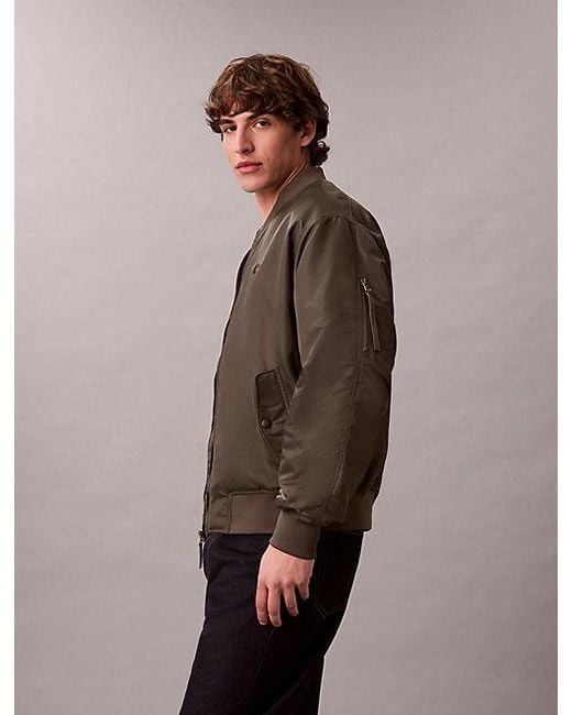 Calvin Klein Green Nylon Bomber Jacket for men
