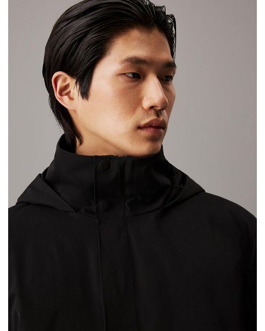 Calvin Klein Black Hooded Parka Coat for men