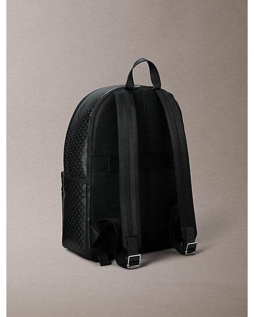 Calvin Klein Black Coated Canvas Emblem Logo Backpack for men