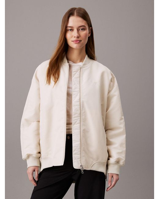 Calvin Klein Natural Relaxed Sateen Bomber Jacket