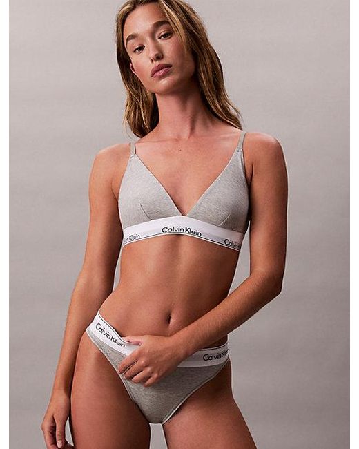 Calvin Klein Brown Unlined Triangle Bralette Icon Cotton Modal