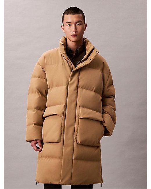 Calvin Klein Natural Jeans Relaxed Long Down Puffer Coat for men