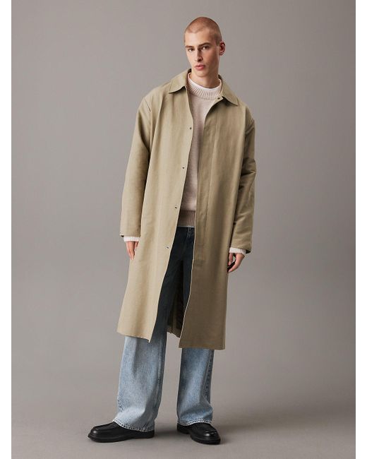 Calvin Klein Multicolor Cotton Nylon Mac Coat for men
