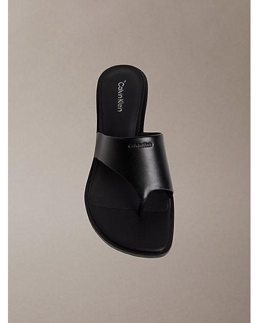Calvin Klein Multicolor Marghe Leather Heeled Thong Sandals