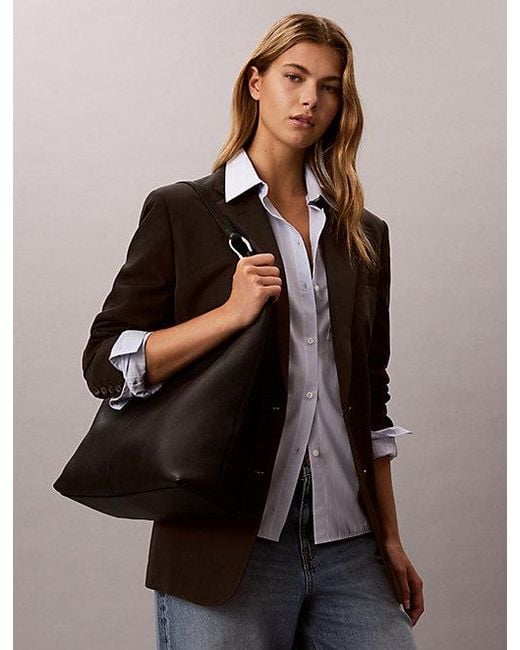 Calvin Klein Black Slouchy Leather Medium Shoulder Bag