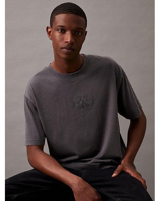Camiseta holgada de algodón lavado Calvin Klein de hombre de color Gray